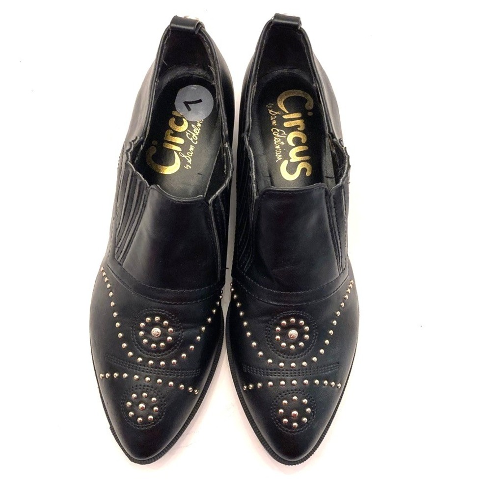 Circus by Sam Edelman Helena Black Studded Ankle Boots Womens 7 M Western‎ Punk